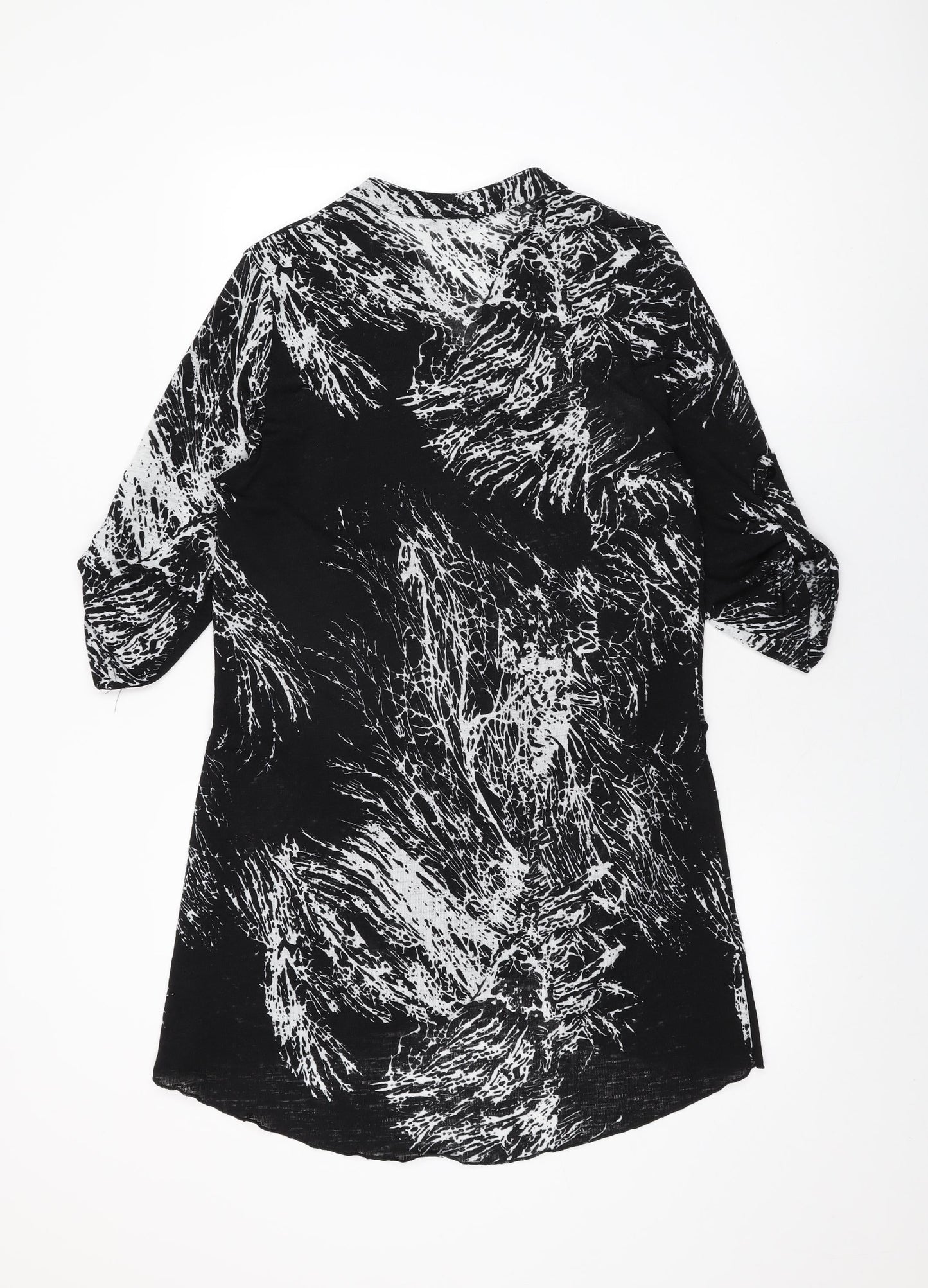 Roman Womens Black Geometric Polyester Shift Size 14 V-Neck Pullover