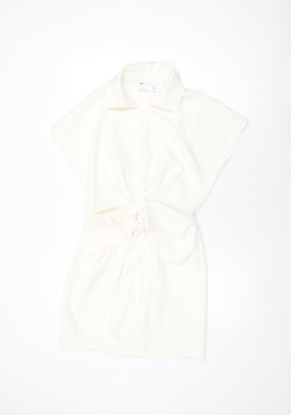 Additional front view of ASOS women’s white polyester shift, size UK 10, collared pullover