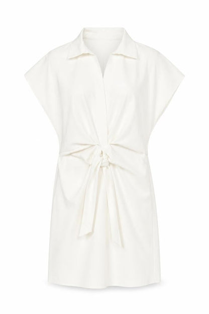 Front view of ASOS women’s white polyester shift, size UK 10, collared pullover