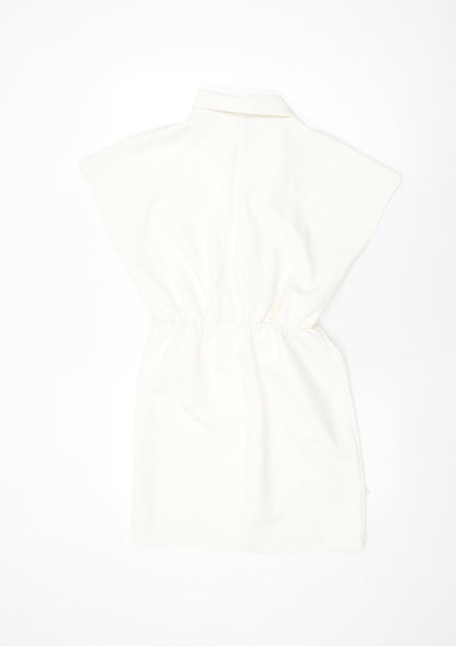 Back view of ASOS women’s white polyester shift, size UK 10, collared pullover