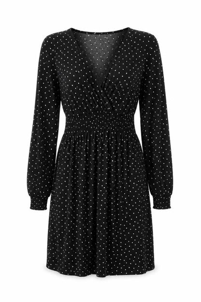 H&M Womens Black Polka Dot Polyester Shift Size S V-Neck Pullover