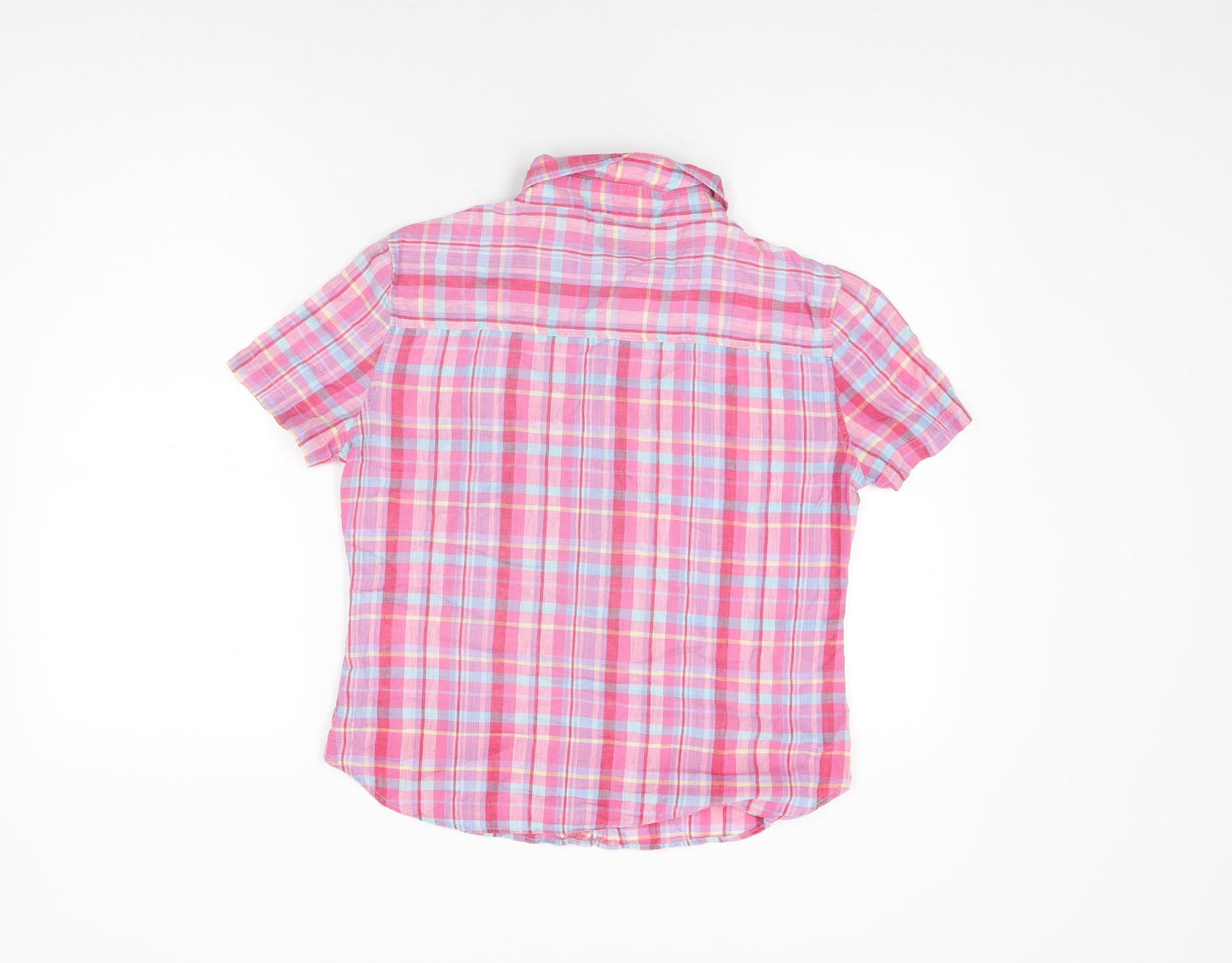 Republique Boys Pink Plaid Cotton Basic Button-Up Size L Collared Button