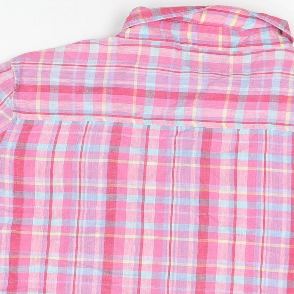 Republique Boys Pink Plaid Cotton Basic Button-Up Size L Collared Button