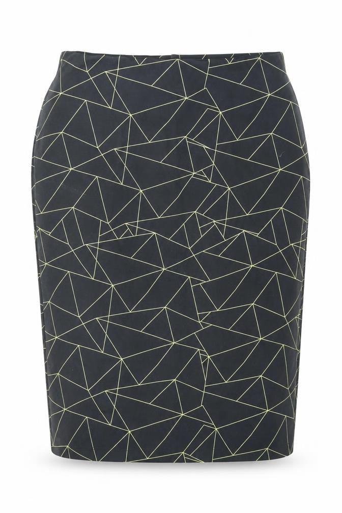 Marks & Spencer Womens Black Geometric Polyester Straight & Pencil Skirt Size 18