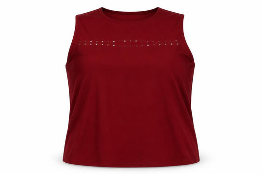 Feminine Womens Red Polyester Basic T-Shirt Size 18 Round Neck