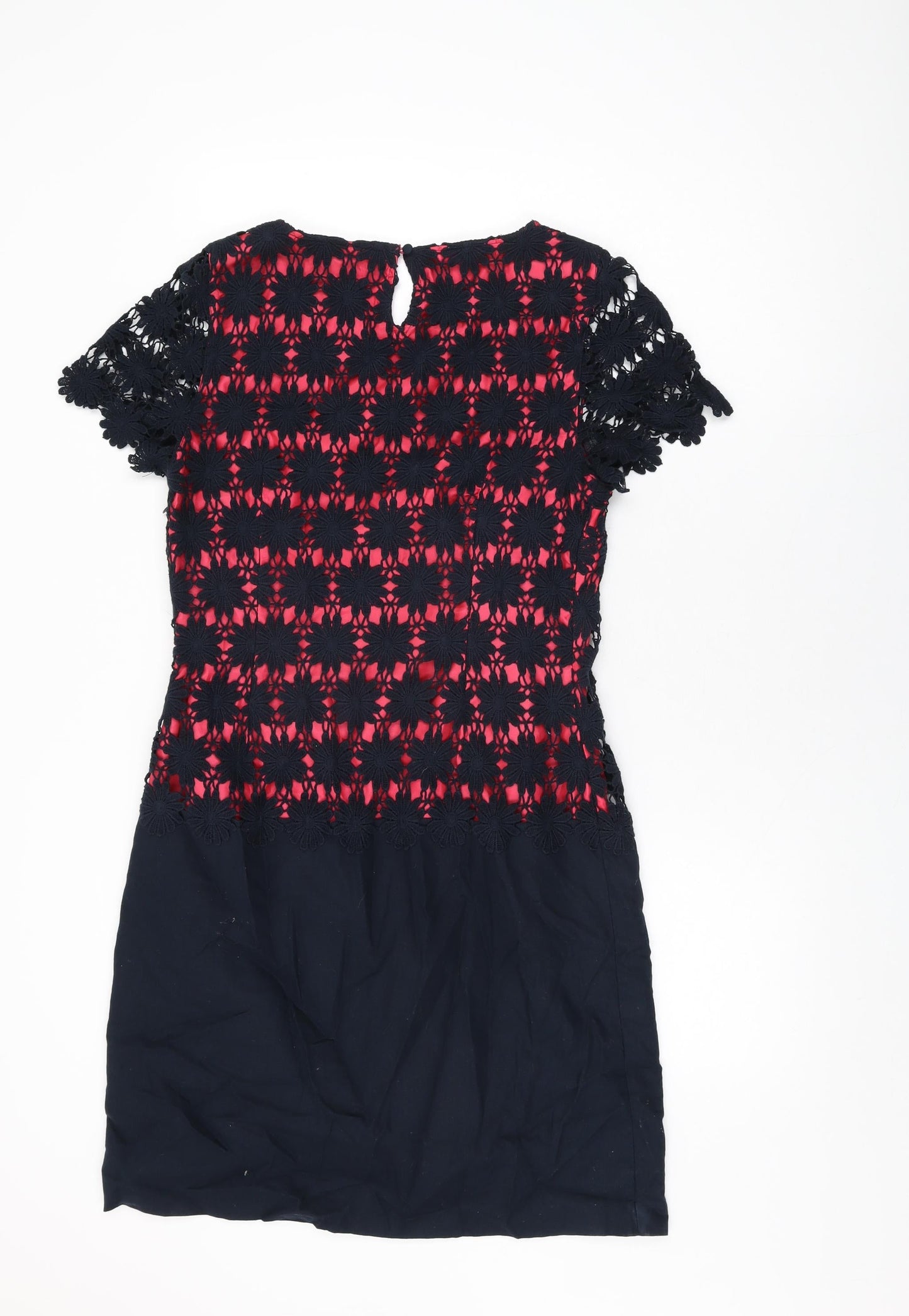 Rocha John Rocha Womens Blue Floral Cotton Shift Size 12 Round Neck Zip