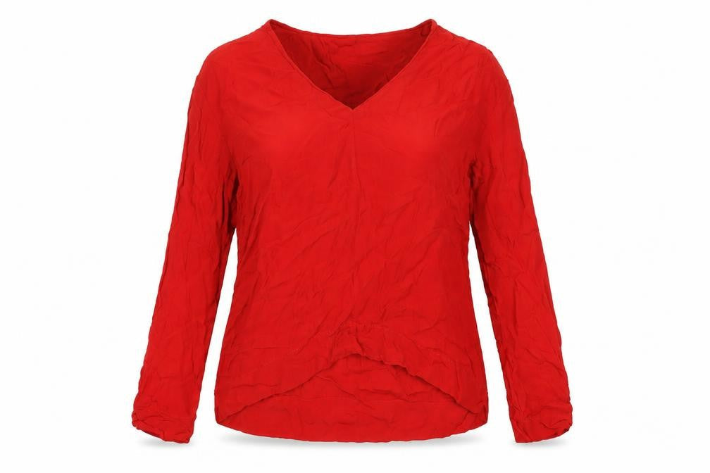 Zara Womens Red Viscose Basic Blouse Size S V-Neck