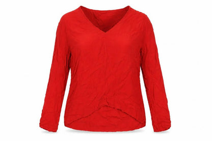 Zara Womens Red Viscose Basic Blouse Size S V-Neck