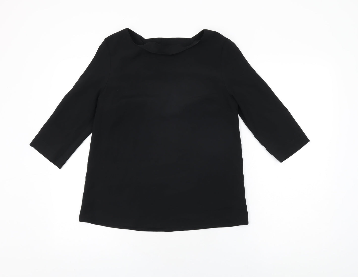 Topshop Womens Black Polyester Basic Blouse Size 8 Round Neck