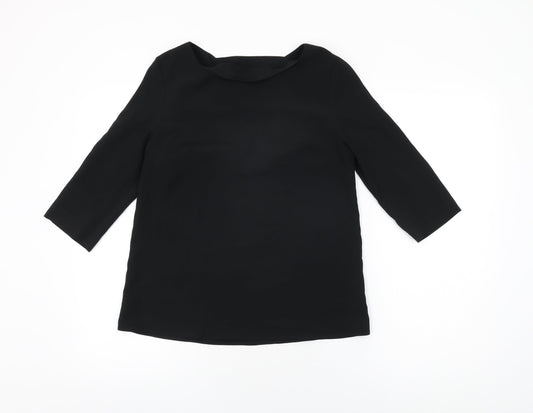 Topshop Womens Black Polyester Basic Blouse Size 8 Round Neck