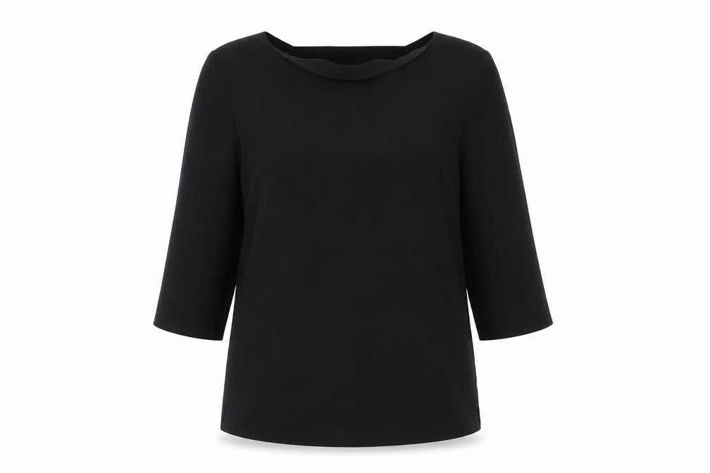 Topshop Womens Black Polyester Basic Blouse Size 8 Round Neck