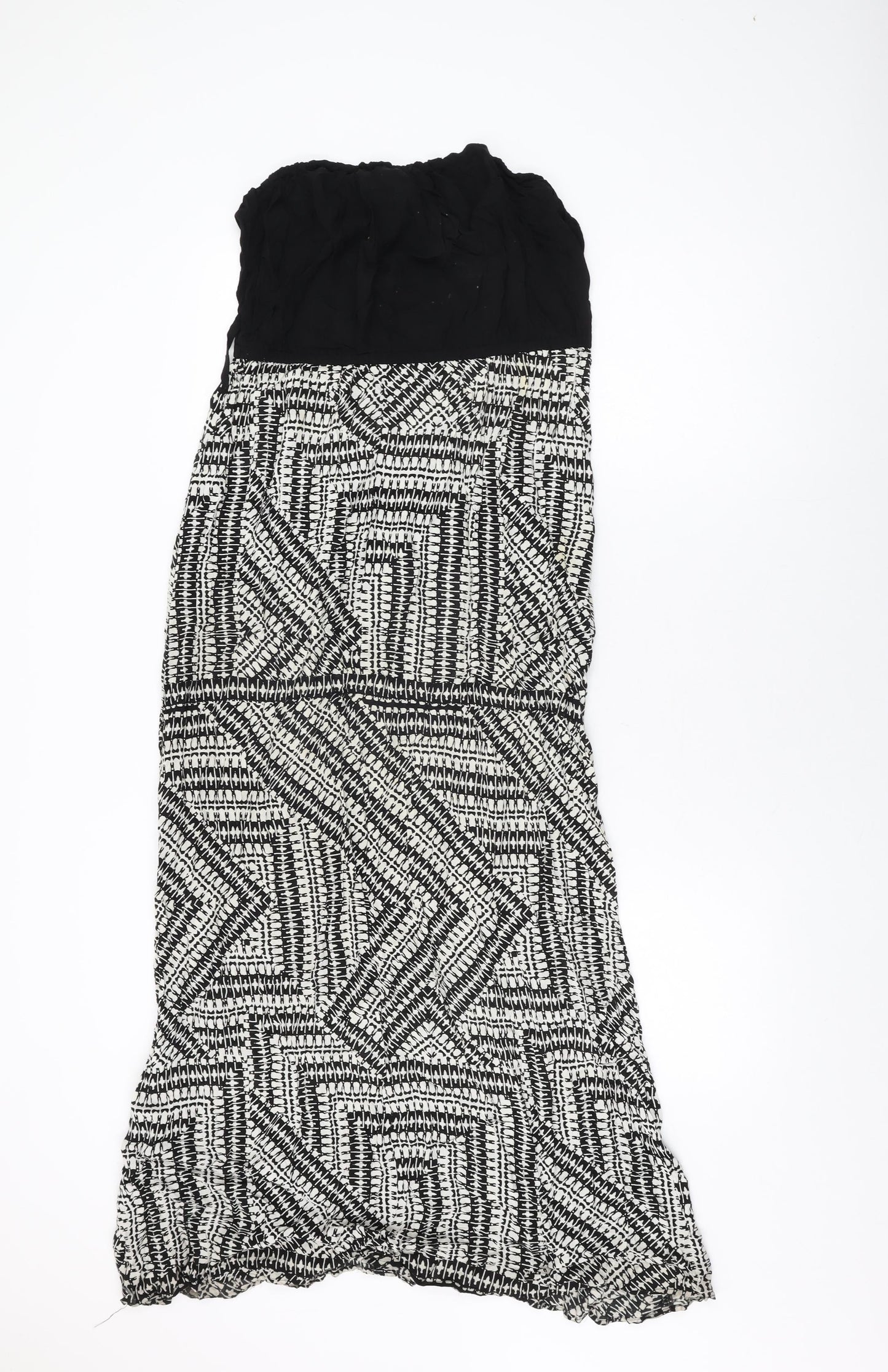 New Look Womens Black Geometric Viscose Maxi Size 10 Off the Shoulder Pullover