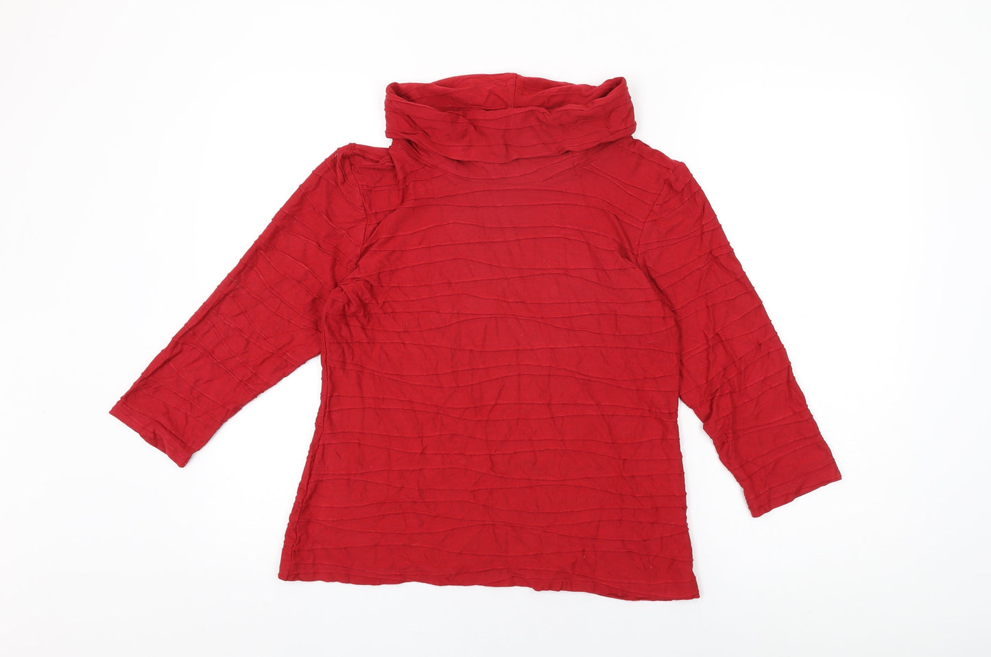 David Nieper Womens Red Viscose Basic T-Shirt Size 12 High Neck