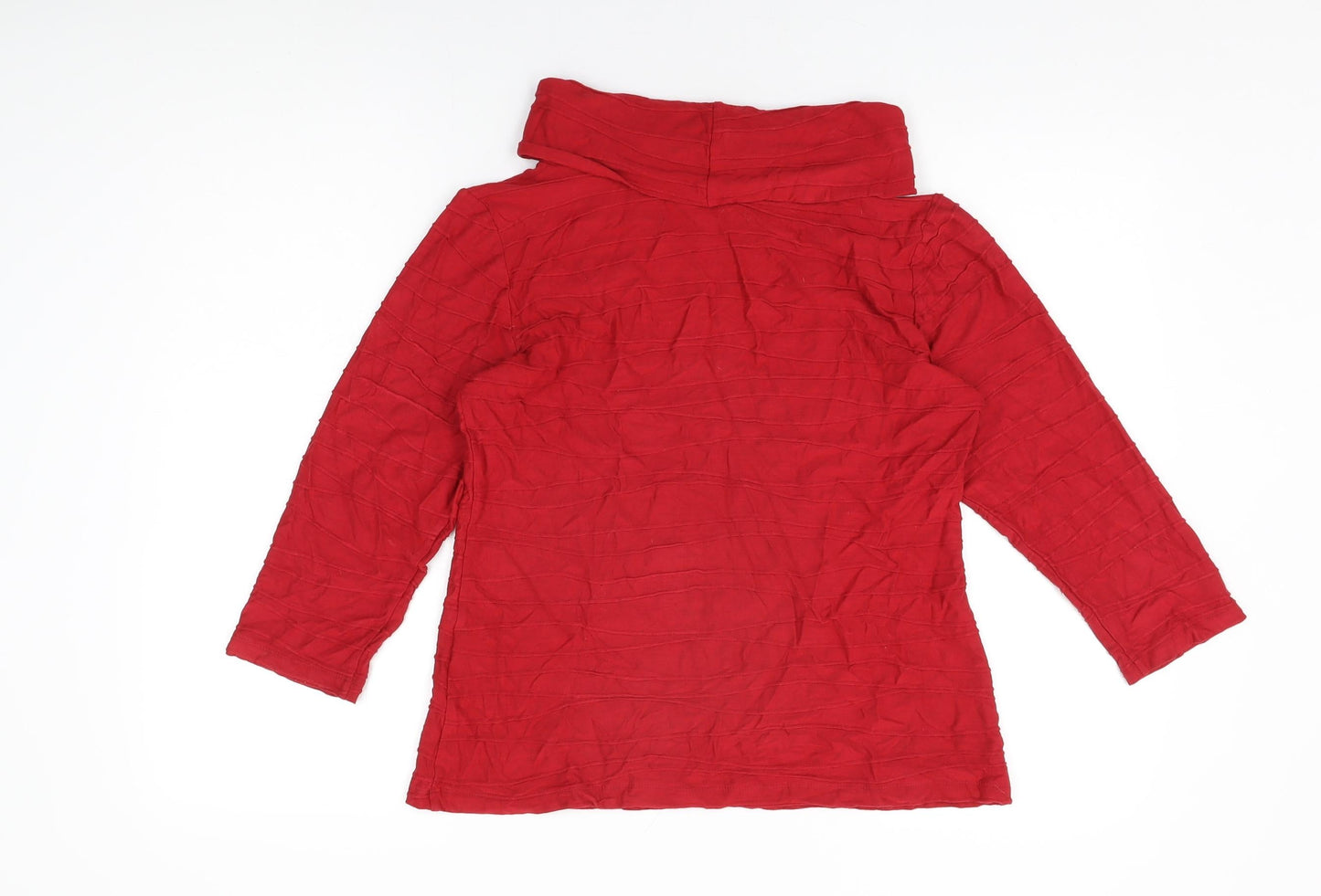 David Nieper Womens Red Viscose Basic T-Shirt Size 12 High Neck
