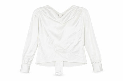 Zara Womens White Polyester Basic Blouse Size M Cowl Neck