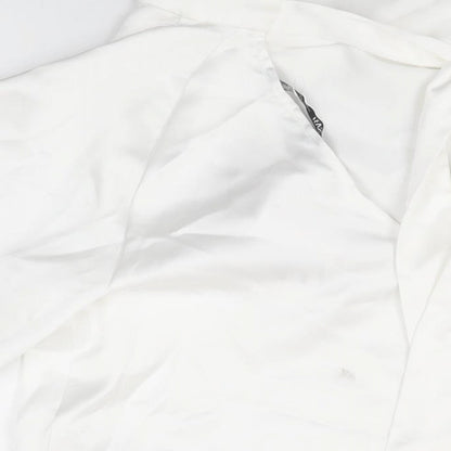 Zara Womens White Polyester Basic Blouse Size M Cowl Neck