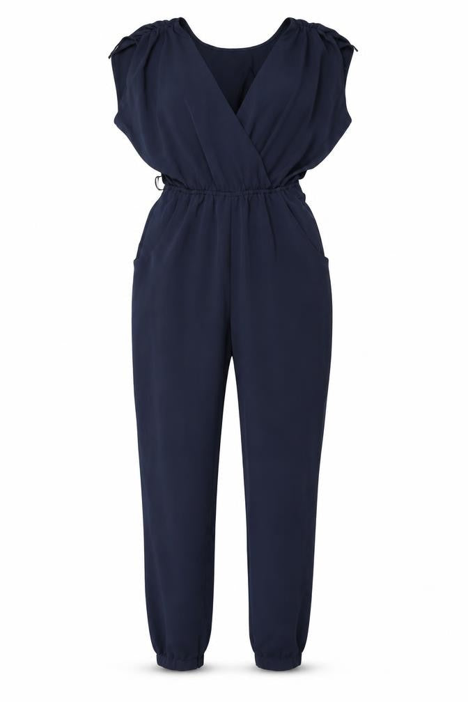 H&M Womens Blue Polyester Jumpsuit One-Piece Size 6 L29 in Pullover