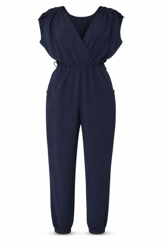 H&M Womens Blue Polyester Jumpsuit One-Piece Size 6 L29 in Pullover