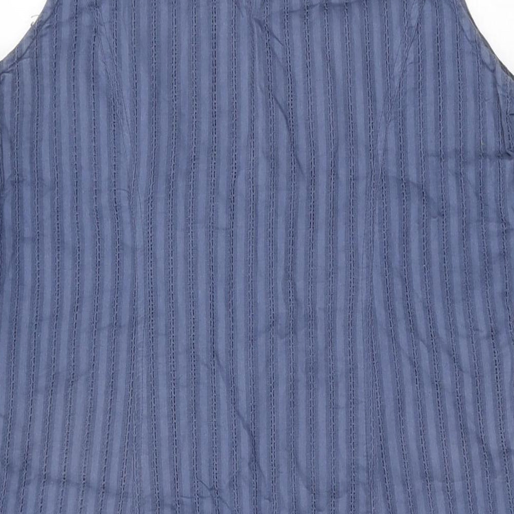 Adini Womens Blue Cotton A-Line Size S V-Neck Zip