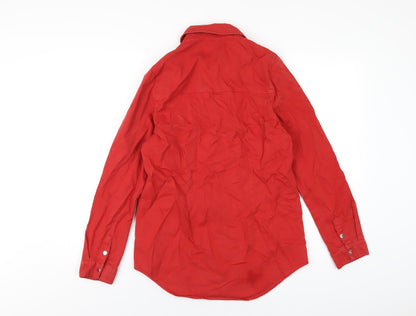 Sonsandar Womens Red Cotton Basic Button-Up Size 8 Collared