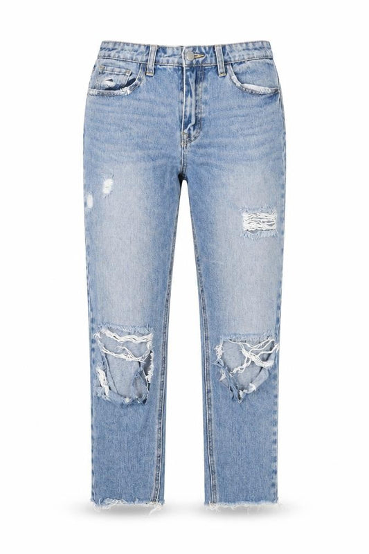 Denim & Co. Womens Blue Cotton Straight Jeans Size 10 L25 in Regular Zip
