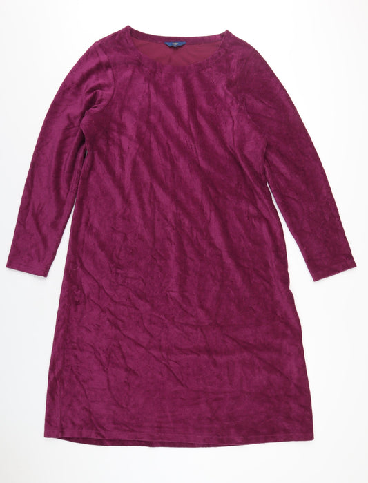 Cotton Traders Womens Purple Polyester A-Line Size 18 Round Neck Pullover