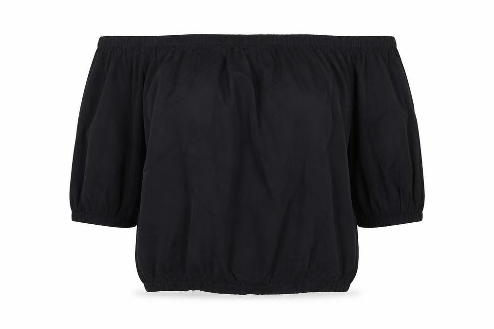 Marks & Spencer Womens Black Cotton Basic T-Shirt Size 16 One Shoulder