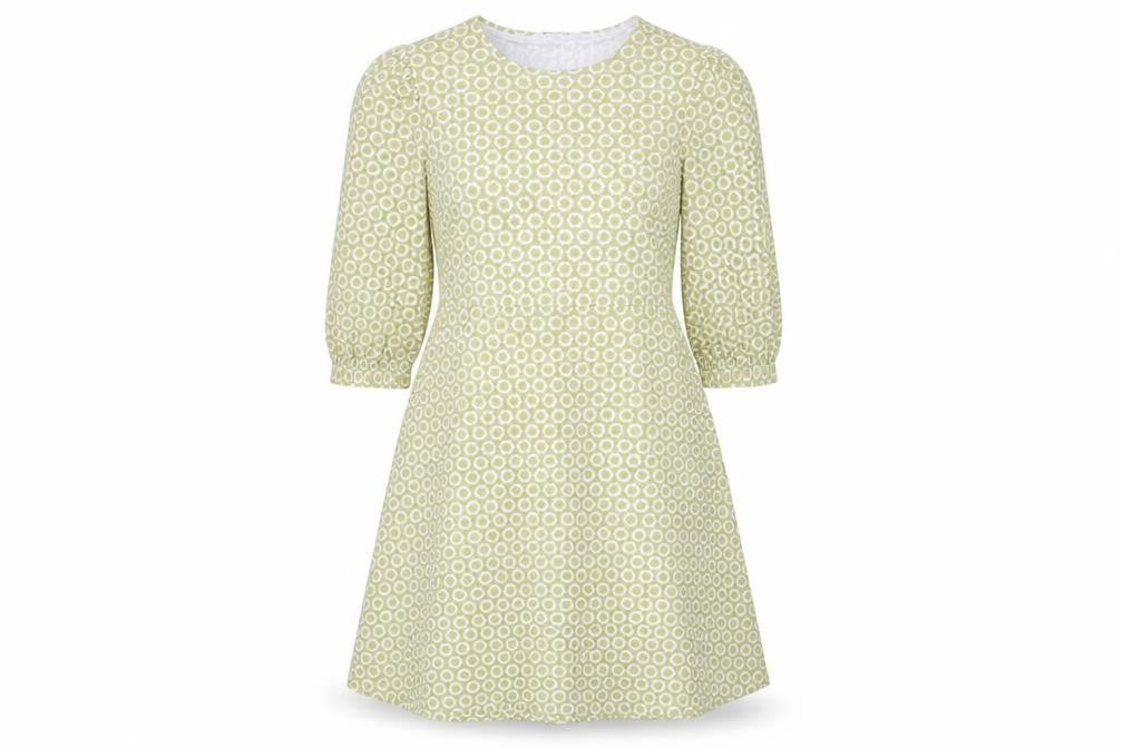 Marks & Spencer Womens Green Geometric Viscose A-Line Size 14 Round Neck Pullover