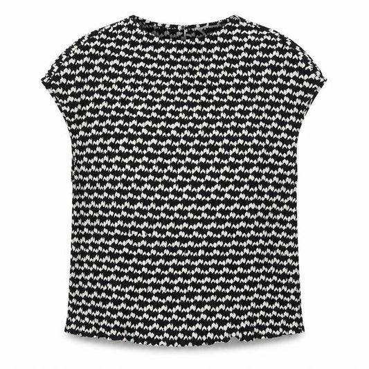Marks and Spencer Womens Black Geometric Polyester Basic T-Shirt Size 12 Round Neck
