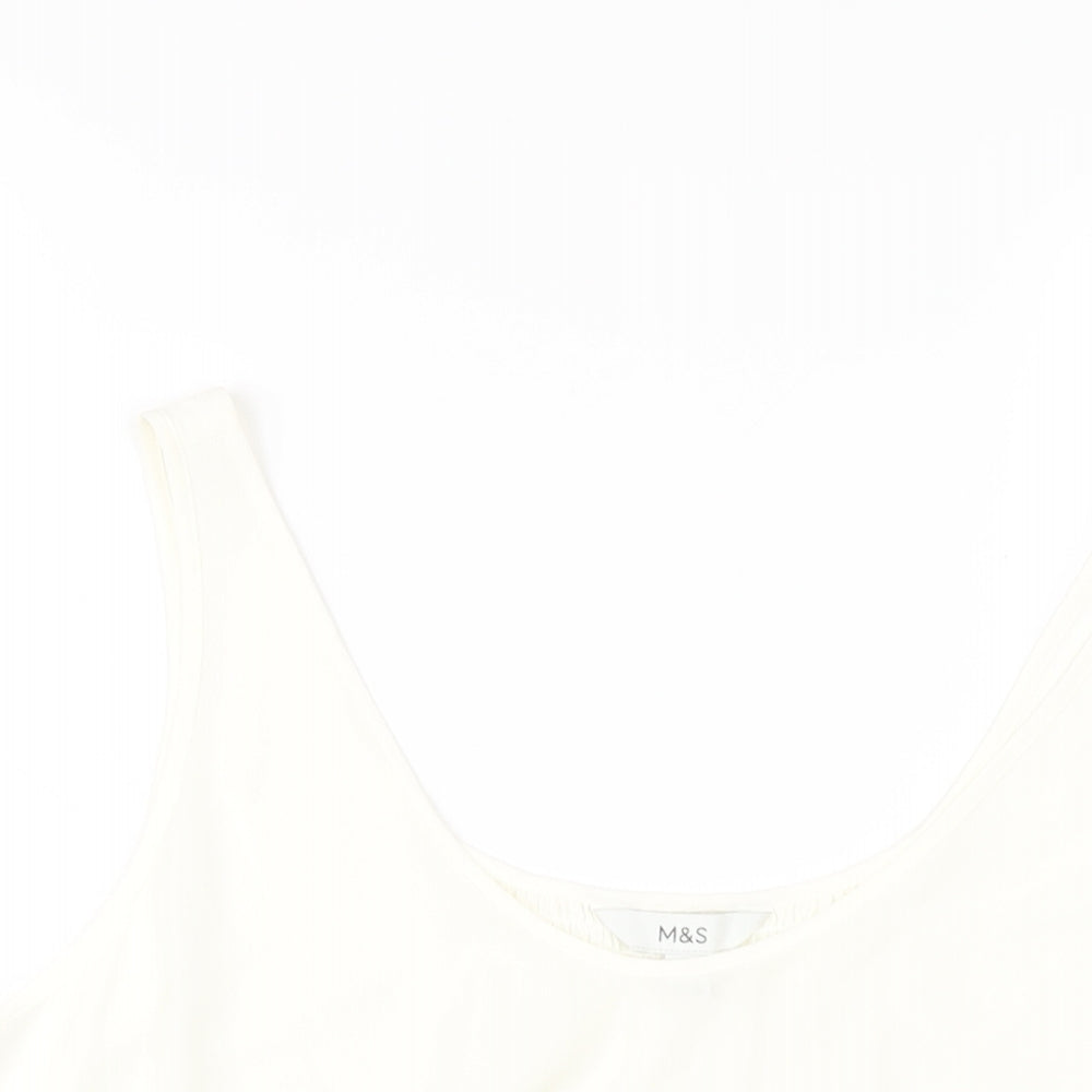 Marks and Spencer Womens Ivory Polyester Basic Tank Size 20 Scoop Neck