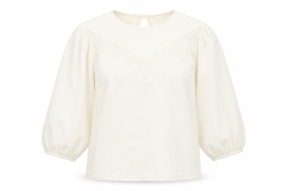 Topshop Womens Ivory Polyester Basic T-Shirt Size 10 Round Neck