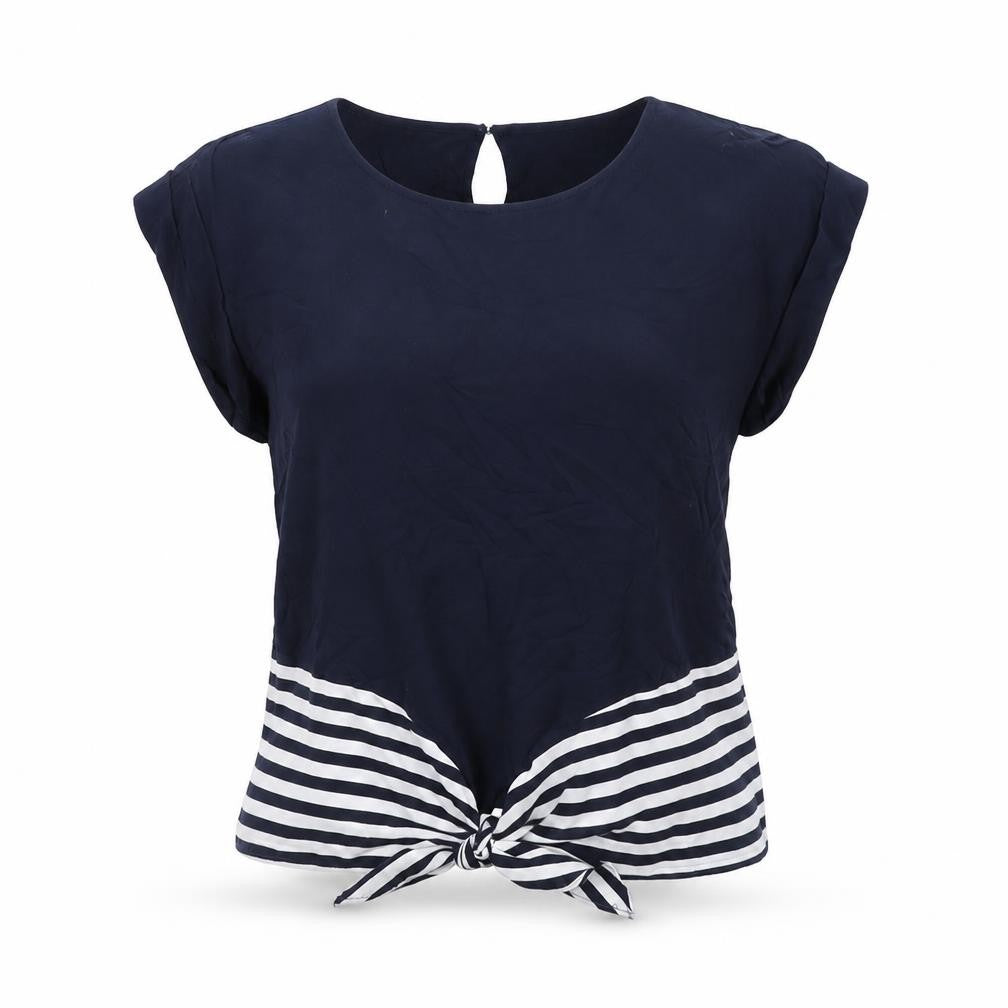 Oasis Womens Blue Viscose Basic T-Shirt Size 12 Round Neck