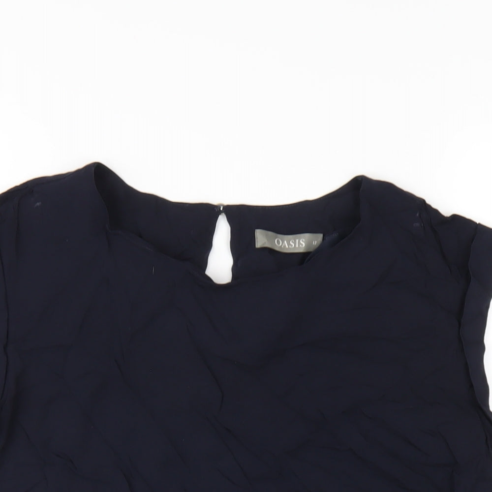 Oasis Womens Blue Viscose Basic T-Shirt Size 12 Round Neck