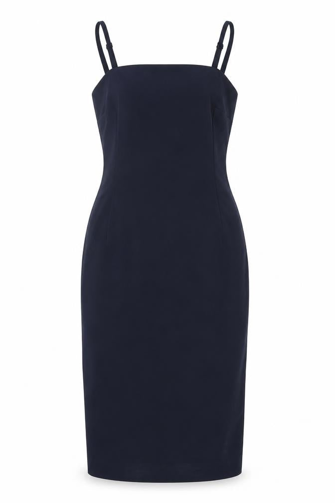 Monsoon Womens Blue Polyester Pencil Dress Size 10 Square Neck Zip