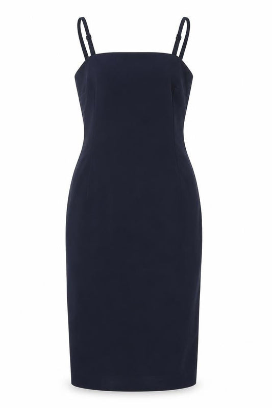 Monsoon Womens Blue Polyester Pencil Dress Size 10 Square Neck Zip