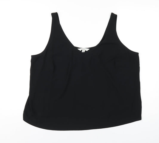 Marks and Spencer Womens Black Polyester Basic Tank Size 20 Scoop Neck