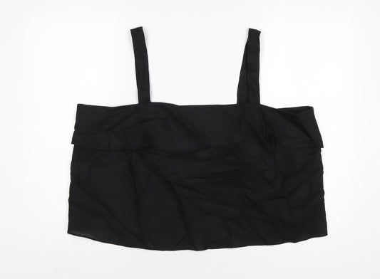 Marks and Spencer Womens Black Linen Basic T-Shirt Size 22 Square Neck