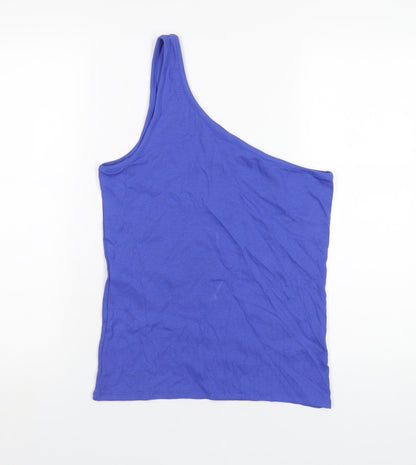 Marks & Spencer Womens Blue Cotton Basic Tank Size 16 One Shoulder