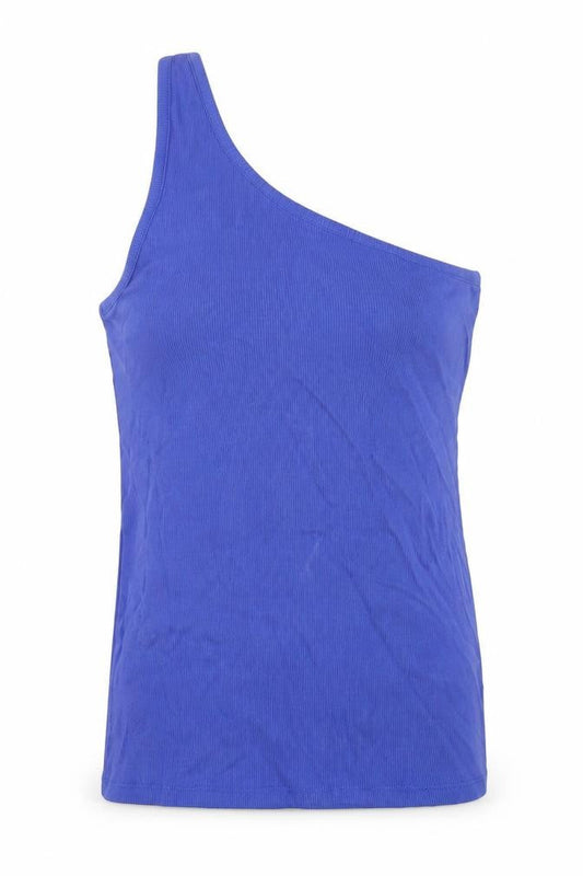 Marks and Spencer Womens Blue Cotton Basic Tank Size 16 One Shoulder