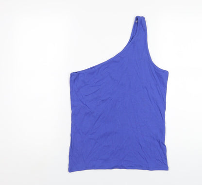 Marks & Spencer Womens Blue Cotton Basic Tank Size 16 One Shoulder