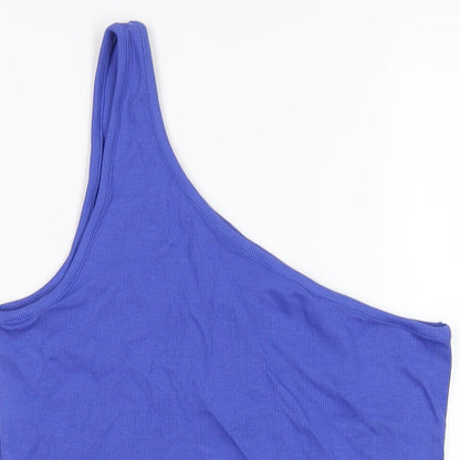 Marks & Spencer Womens Blue Cotton Basic Tank Size 16 One Shoulder