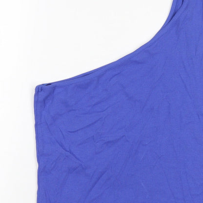Marks & Spencer Womens Blue Cotton Basic Tank Size 16 One Shoulder