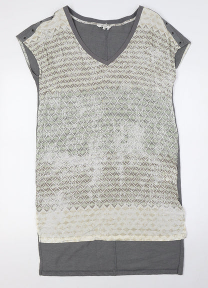 Additional front view of Sandwich Geometric Multicoloured V-Neck Tunic Blouse