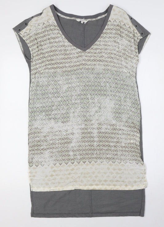 Sandwich Geometric Multicoloured V-Neck Tunic Blouse