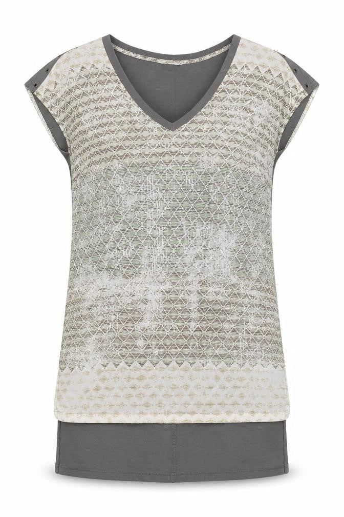 Sandwich Geometric Multicoloured V-Neck Tunic Blouse