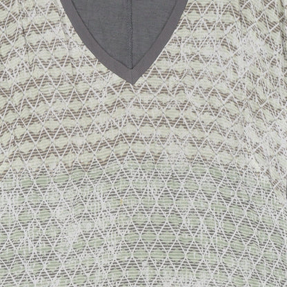 Close-up detail of Sandwich Geometric Multicoloured V-Neck Tunic Blouse