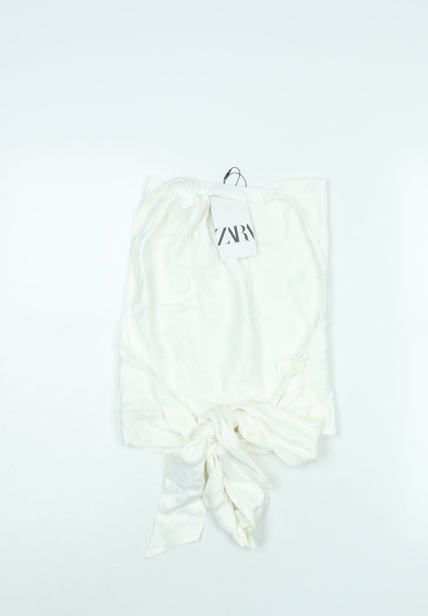 Zara Womens White Viscose Cropped Blouse Size S Halter - Open Back