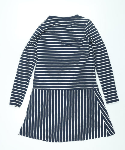 Mama-licious Womens Blue Striped Polyester Shift Size L Round Neck Pullover