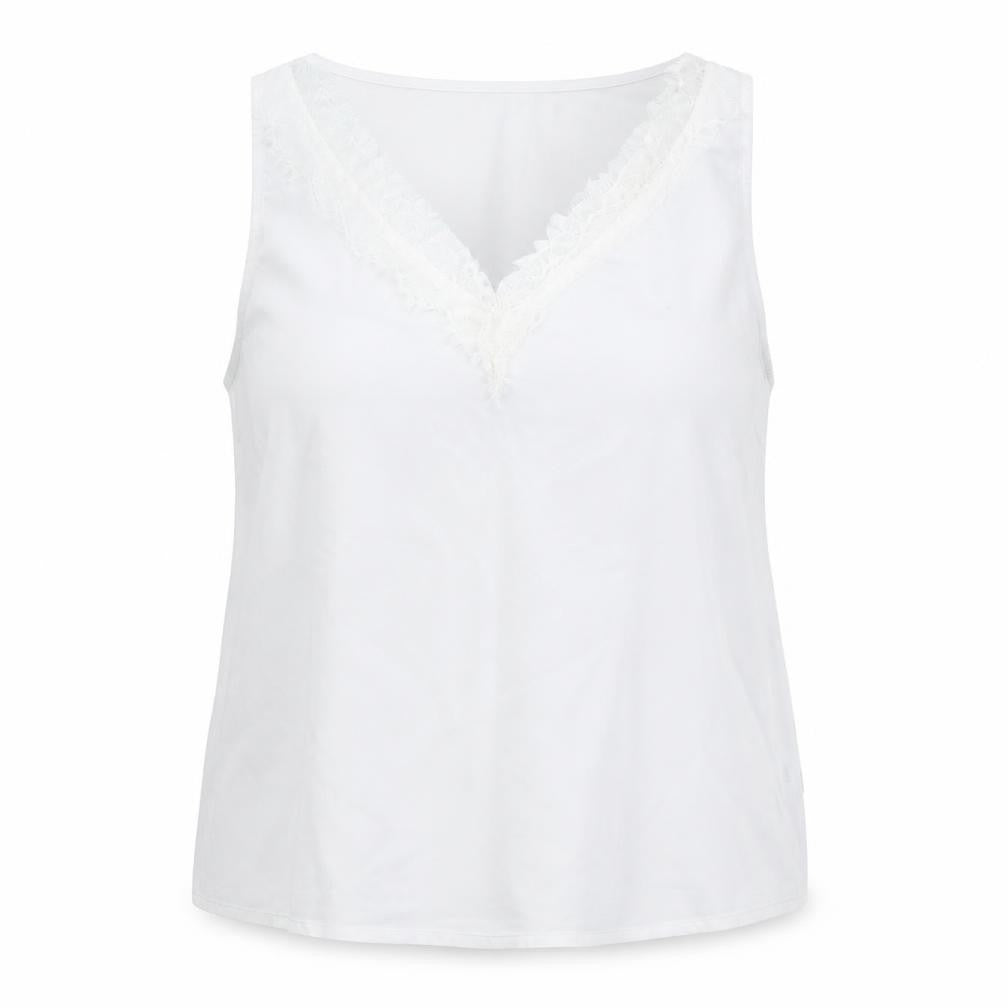 Lipsy Womens White Polyester Basic Blouse Size 14 V-Neck - Lace Trim