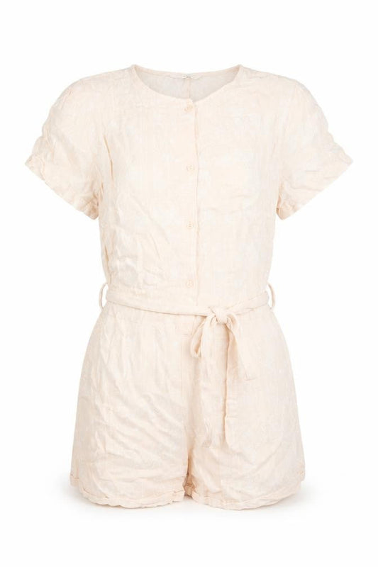 Marks & Spencer Girls Pink Geometric Viscose Playsuit One-Piece Size 12-13 Years Button - Belted